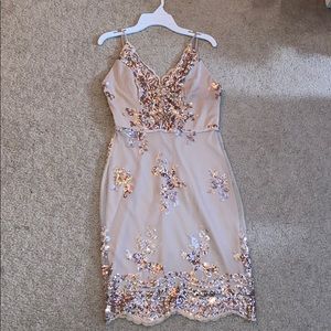 Formal Pink Sequined Mini Dress